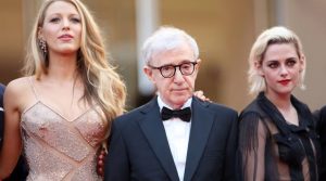 Actress Blake Lively, left, director Woody Allen and actress Kristen Stewart arrive on the red carpet for the screening of the film Cafe Society and the Opening Ceremony at the 69th international film festival, Cannes, southern France, Wednesday, May 11, 2016. (AP Photo/Thibault Camus)